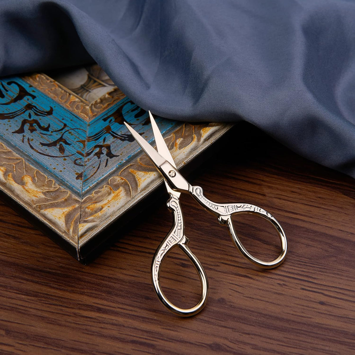 3.6 inch Small Titanium Scissors with Cover, Mini Scissors in a Pouch, All Purpose Everyday Use, Titanium Color