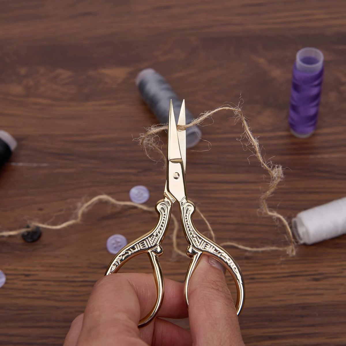 3.6 inch Small Titanium Scissors with Cover, Mini Scissors in a Pouch, All Purpose Everyday Use, Titanium Color