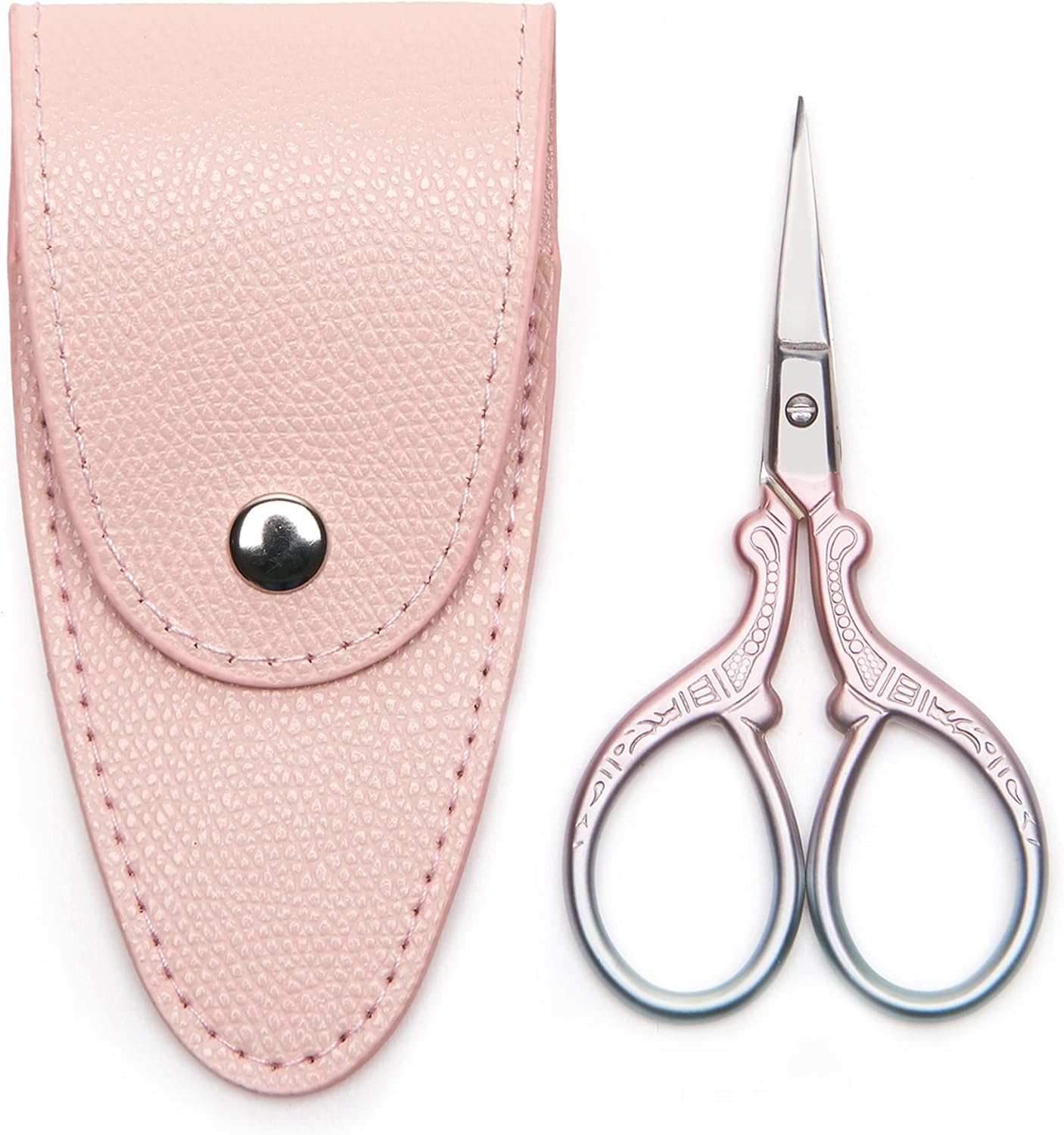 3.6 inch Small Titanium Scissors with Cover, Mini Scissors in a Pouch, All Purpose Everyday Use, Titanium Color