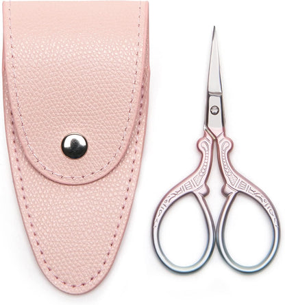 3.6 inch Small Titanium Scissors with Cover, Mini Scissors in a Pouch, All Purpose Everyday Use, Titanium Color