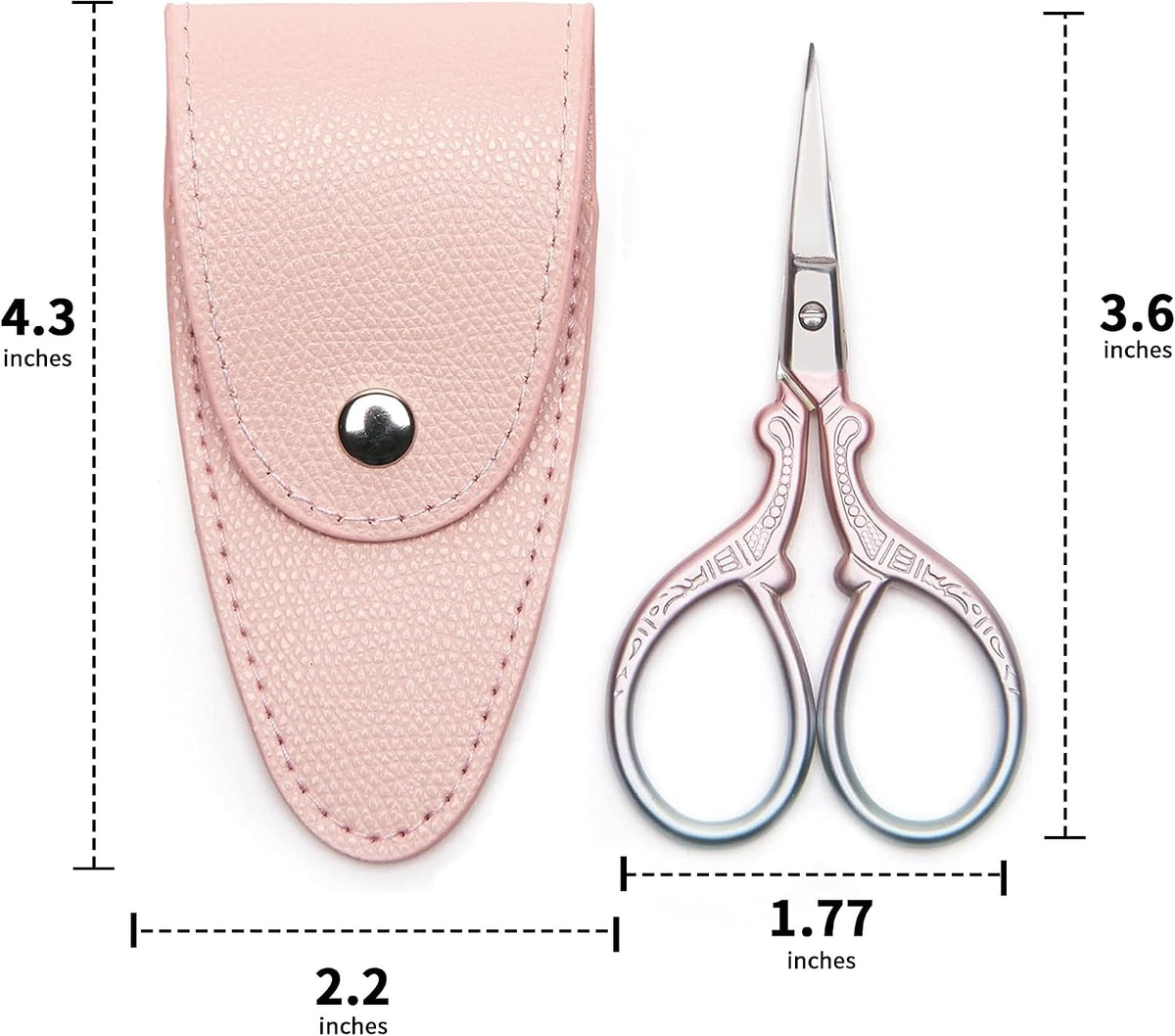 3.6 inch Small Titanium Scissors with Cover, Mini Scissors in a Pouch, All Purpose Everyday Use, Titanium Color