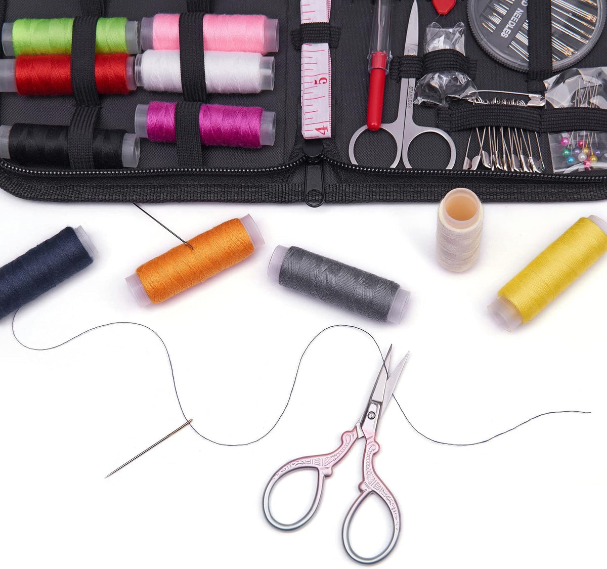 3.6 inch Small Titanium Scissors with Cover, Mini Scissors in a Pouch, All Purpose Everyday Use, Titanium Color