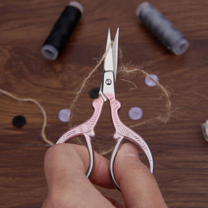 3.6 inch Small Titanium Scissors with Cover, Mini Scissors in a Pouch, All Purpose Everyday Use, Titanium Color