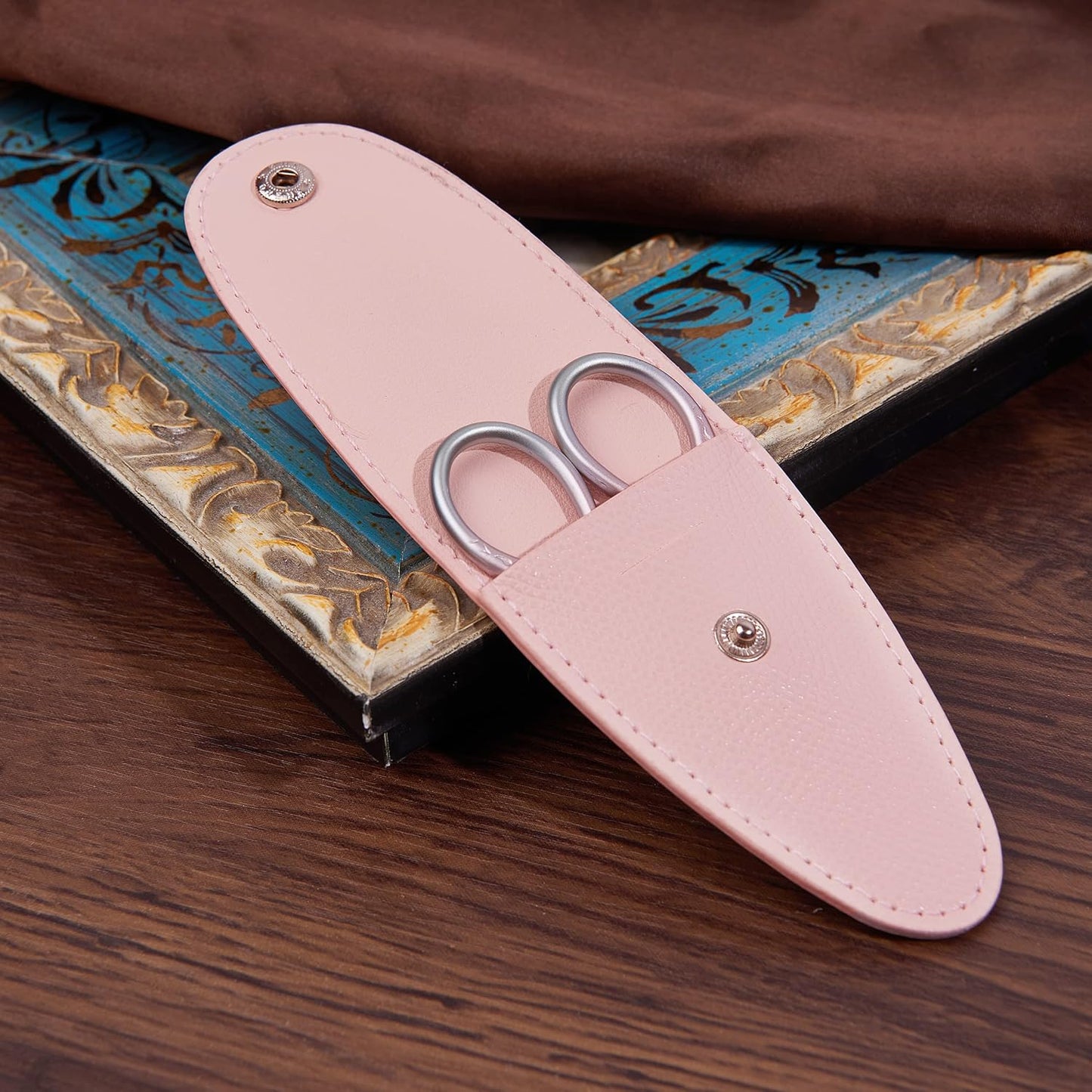 3.6 inch Small Titanium Scissors with Cover, Mini Scissors in a Pouch, All Purpose Everyday Use, Titanium Color