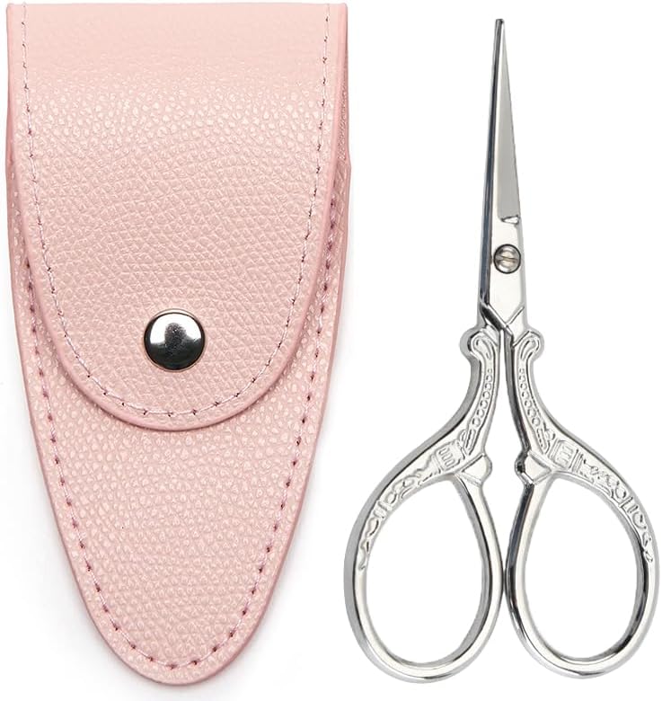 3.6 inch Small Titanium Scissors with Cover, Mini Scissors in a Pouch, All Purpose Everyday Use, Titanium Color