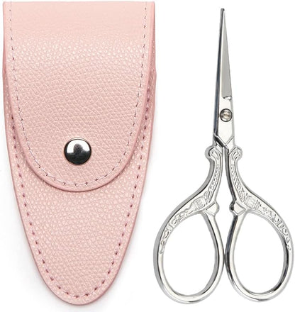 3.6 inch Small Titanium Scissors with Cover, Mini Scissors in a Pouch, All Purpose Everyday Use, Titanium Color