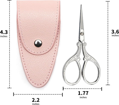 3.6 inch Small Titanium Scissors with Cover, Mini Scissors in a Pouch, All Purpose Everyday Use, Titanium Color