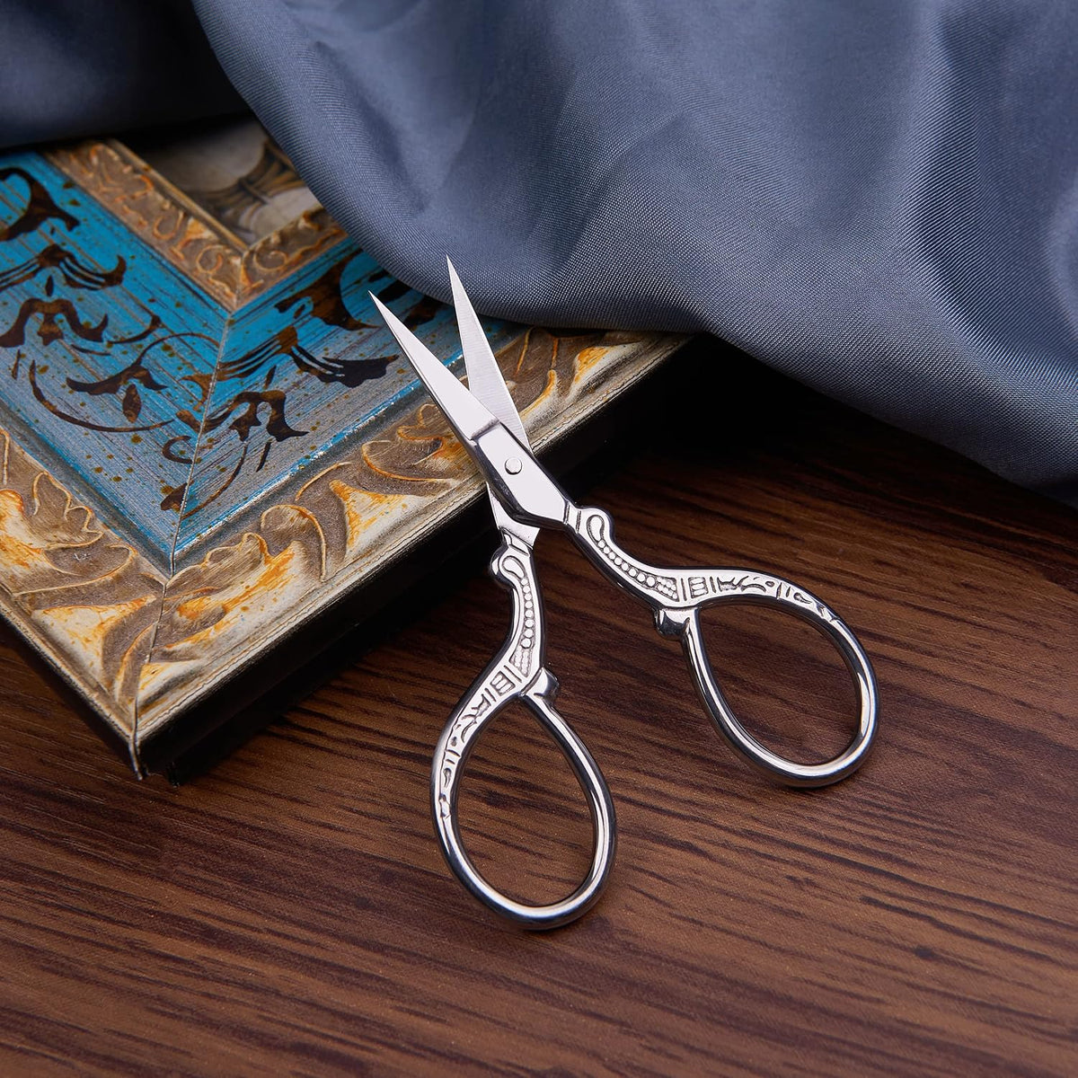 3.6 inch Small Titanium Scissors with Cover, Mini Scissors in a Pouch, All Purpose Everyday Use, Titanium Color