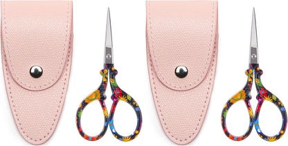 3.6 inch Small Titanium Scissors with Cover, Mini Scissors in a Pouch, All Purpose Everyday Use, Titanium Color