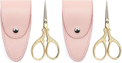 3.6 inch Small Titanium Scissors with Cover, Mini Scissors in a Pouch, All Purpose Everyday Use, Titanium Color