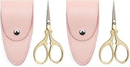 3.6 inch Small Titanium Scissors with Cover, Mini Scissors in a Pouch, All Purpose Everyday Use, Titanium Color