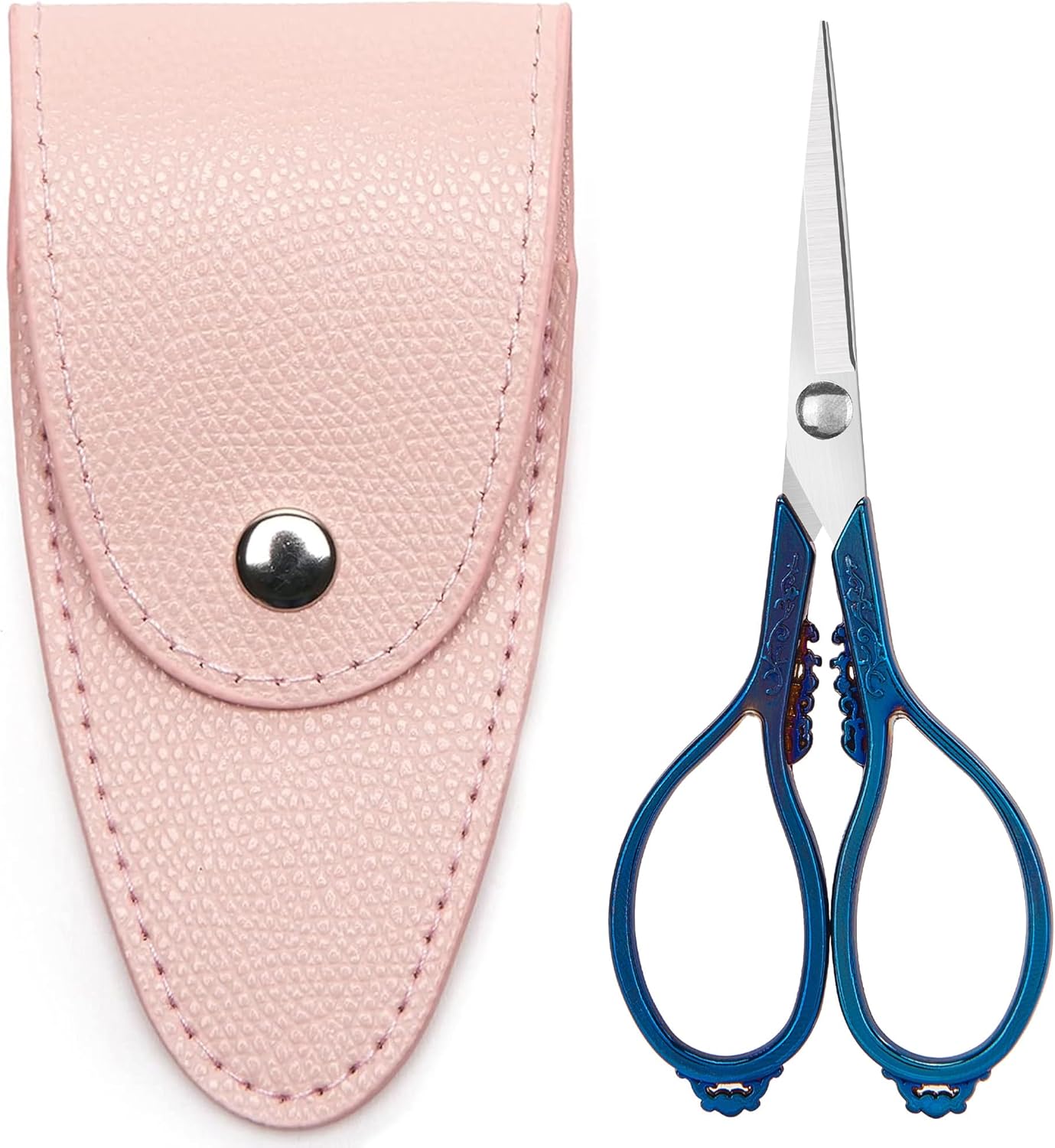 3.6 inch Small Titanium Scissors with Cover, Mini Scissors in a Pouch, All Purpose Everyday Use, Titanium Color