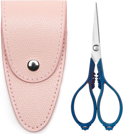 3.6 inch Small Titanium Scissors with Cover, Mini Scissors in a Pouch, All Purpose Everyday Use, Titanium Color