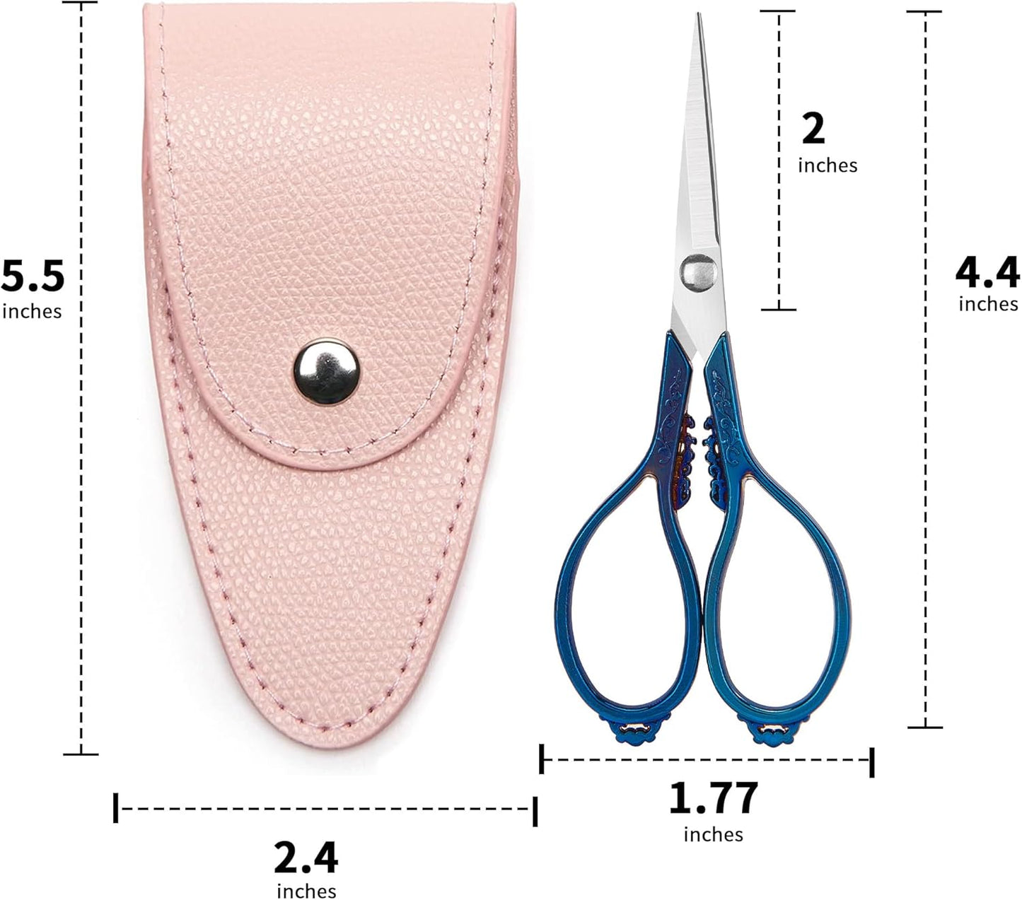 3.6 inch Small Titanium Scissors with Cover, Mini Scissors in a Pouch, All Purpose Everyday Use, Titanium Color