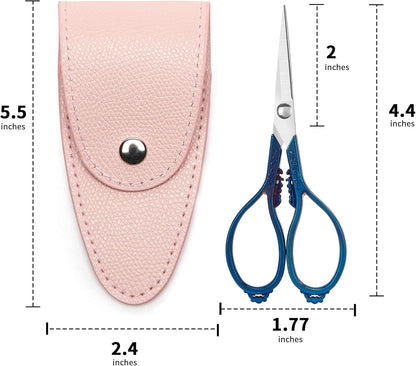 3.6 inch Small Titanium Scissors with Cover, Mini Scissors in a Pouch, All Purpose Everyday Use, Titanium Color