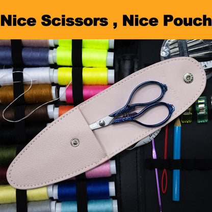 3.6 inch Small Titanium Scissors with Cover, Mini Scissors in a Pouch, All Purpose Everyday Use, Titanium Color
