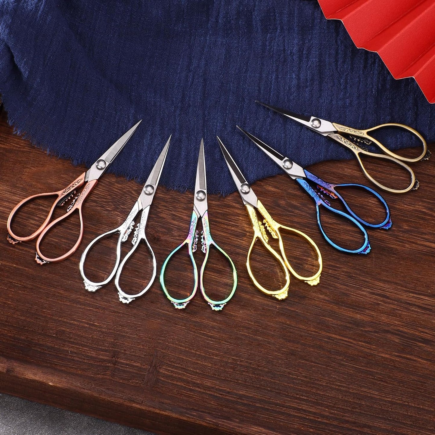 3.6 inch Small Titanium Scissors with Cover, Mini Scissors in a Pouch, All Purpose Everyday Use, Titanium Color
