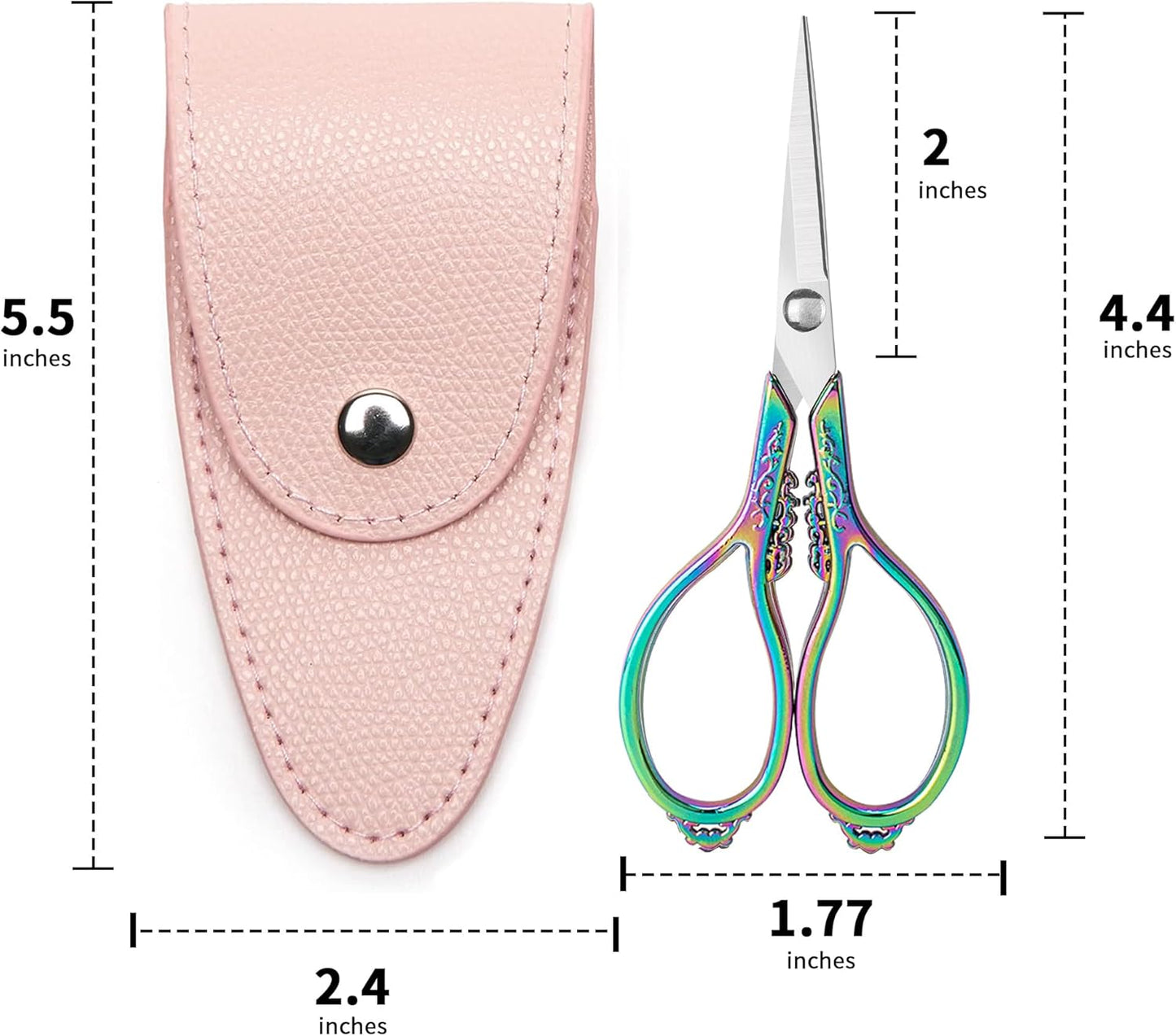 3.6 inch Small Titanium Scissors with Cover, Mini Scissors in a Pouch, All Purpose Everyday Use, Titanium Color