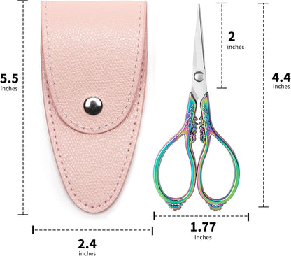 3.6 inch Small Titanium Scissors with Cover, Mini Scissors in a Pouch, All Purpose Everyday Use, Titanium Color