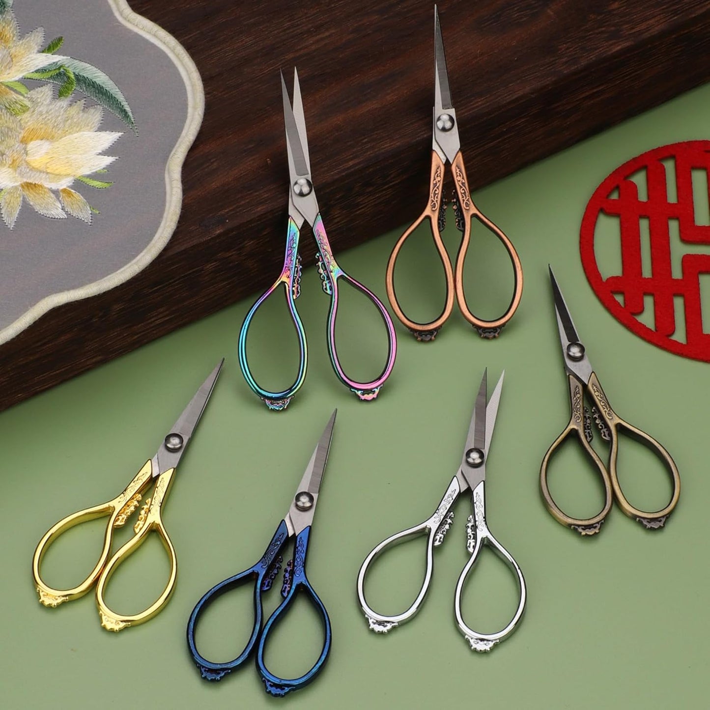 3.6 inch Small Titanium Scissors with Cover, Mini Scissors in a Pouch, All Purpose Everyday Use, Titanium Color