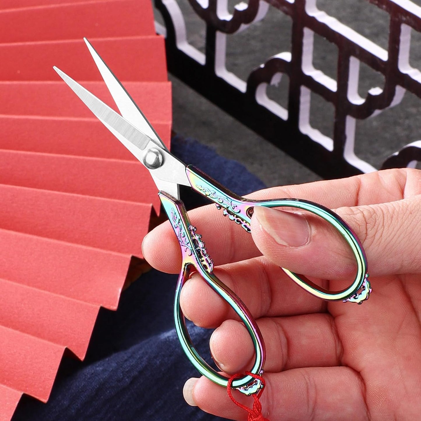 3.6 inch Small Titanium Scissors with Cover, Mini Scissors in a Pouch, All Purpose Everyday Use, Titanium Color