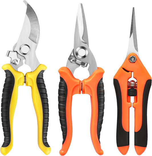 3 Pack Garden Pruning Shears Scissors Clippers Stainless Steel
