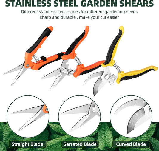 3 Pack Garden Pruning Shears Scissors Clippers Stainless Steel