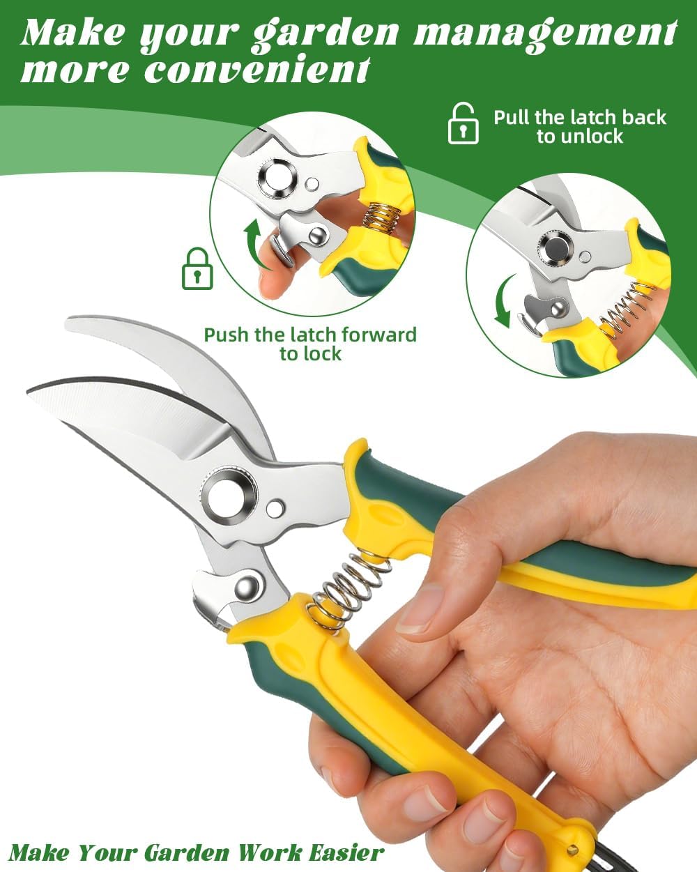 3 Pack Garden Pruning Shears Scissors Clippers Stainless Steel