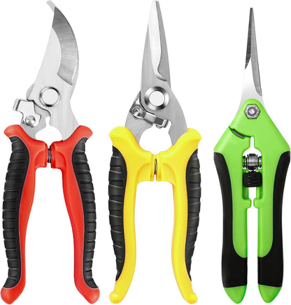 3 Pack Garden Pruning Shears Scissors Clippers Stainless Steel