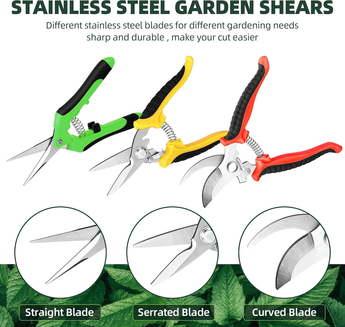3 Pack Garden Pruning Shears Scissors Clippers Stainless Steel