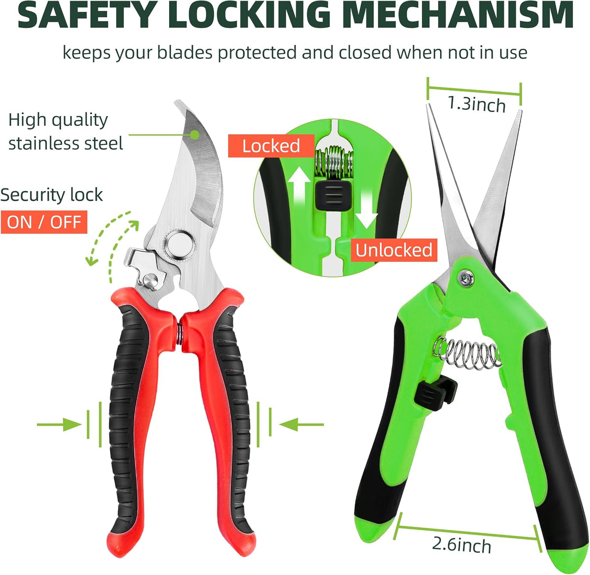 3 Pack Garden Pruning Shears Scissors Clippers Stainless Steel