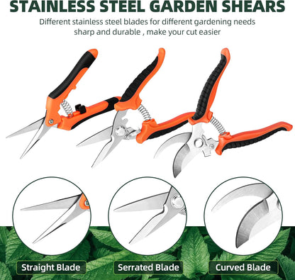 3 Pack Garden Pruning Shears Scissors Clippers Stainless Steel