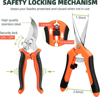3 Pack Garden Pruning Shears Scissors Clippers Stainless Steel
