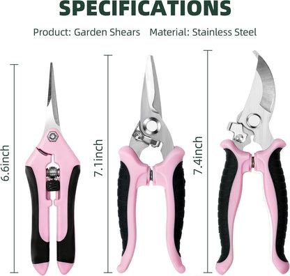 3 Pack Garden Pruning Shears Scissors Clippers Stainless Steel