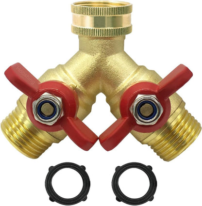 Garden Hose Splitter 2 Way Heavy Duty Brass Full Flow Y Valve