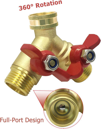 Garden Hose Splitter 2 Way Heavy Duty Brass Full Flow Y Valve