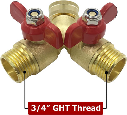 Garden Hose Splitter 2 Way Heavy Duty Brass Full Flow Y Valve