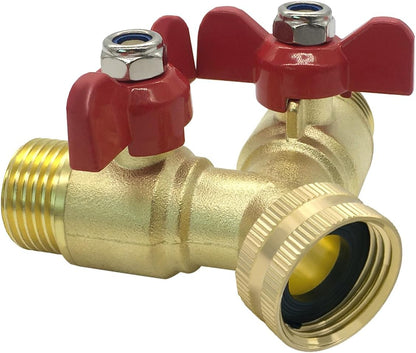 Garden Hose Splitter 2 Way Heavy Duty Brass Full Flow Y Valve
