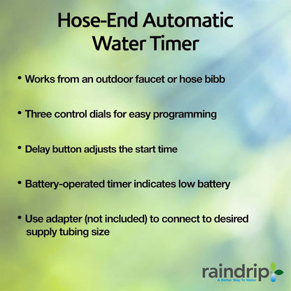 R675CT Analog 3-Dial Water, Sprinkler Timer with Rain Delay for Drip Irrigation, Garden, Self-Watering