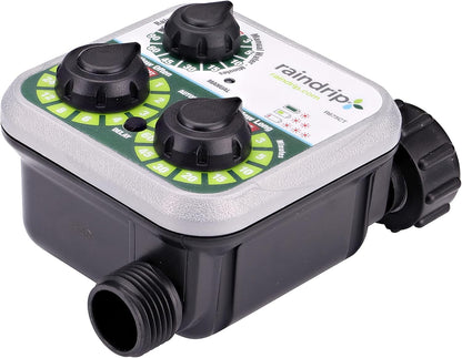R675CT Analog 3-Dial Water, Sprinkler Timer with Rain Delay for Drip Irrigation, Garden, Self-Watering