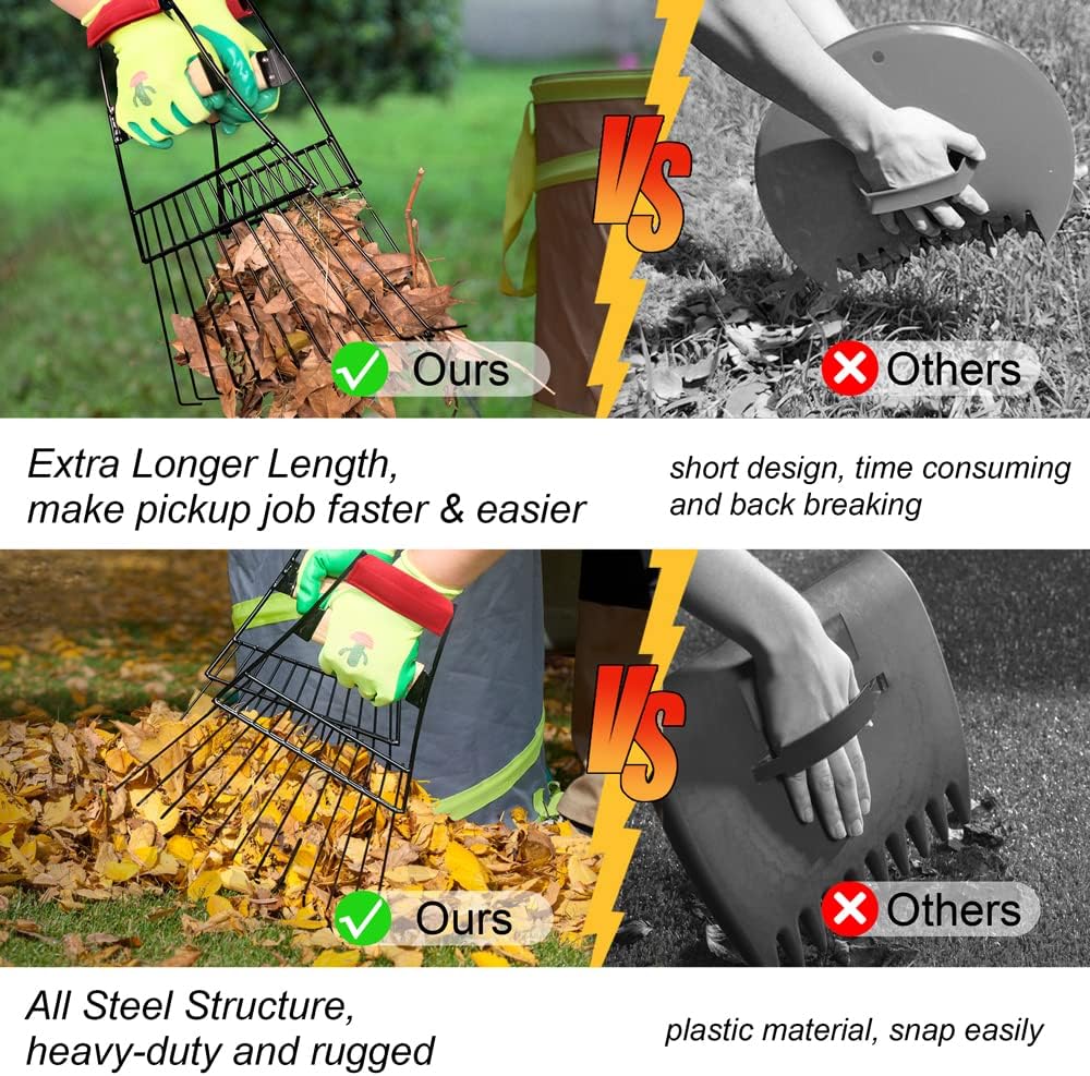 Steel Leaf Scoops and Claws, Rugged Leaf Scoop for Lawn and Garden Cleanup, Large Sized Leaf Grabber for Larger Pickup Capabilities(Steel, not Plastic)