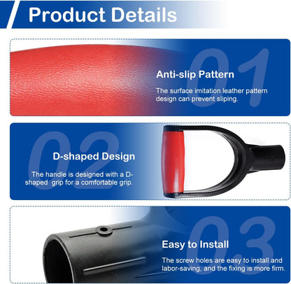 2Pcs D Grip Shovel Handle Replacement, 1-1/4" Inner Diameter, PVC