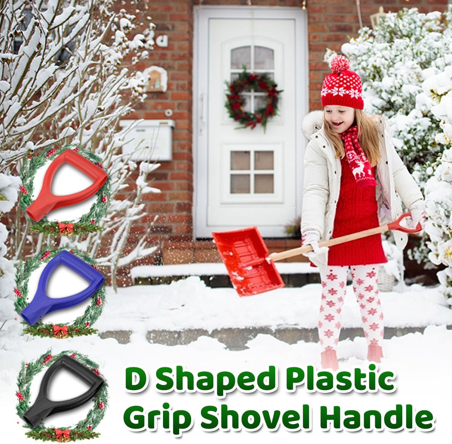 2Pcs D Grip Shovel Handle Replacement, 1-1/4" Inner Diameter, PVC