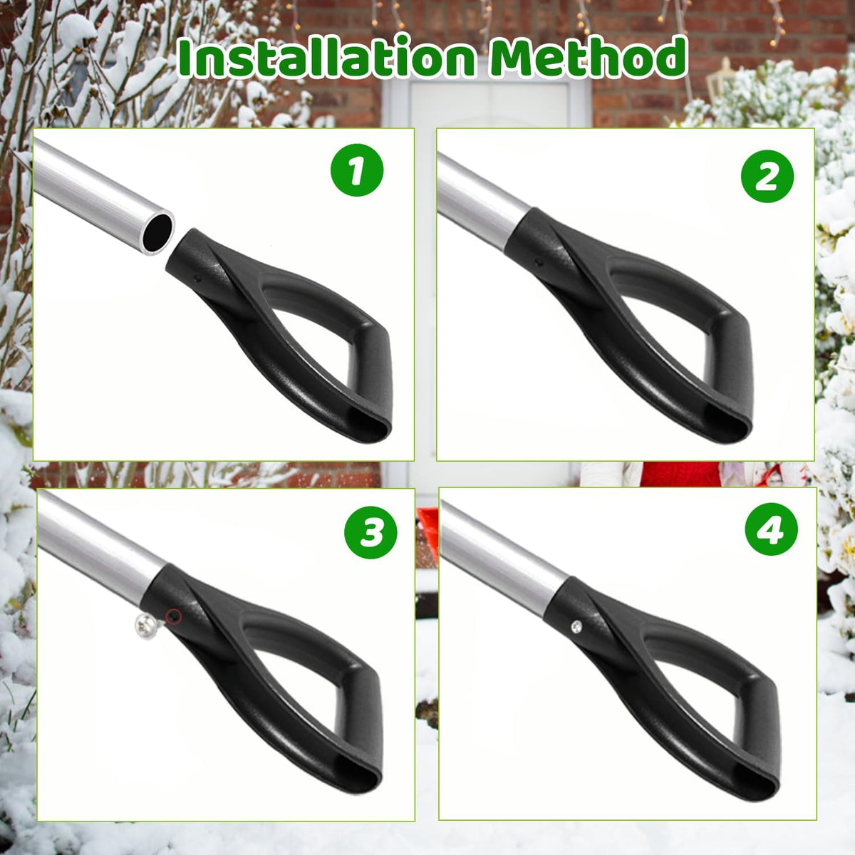 2Pcs D Grip Shovel Handle Replacement, 1-1/4" Inner Diameter, PVC