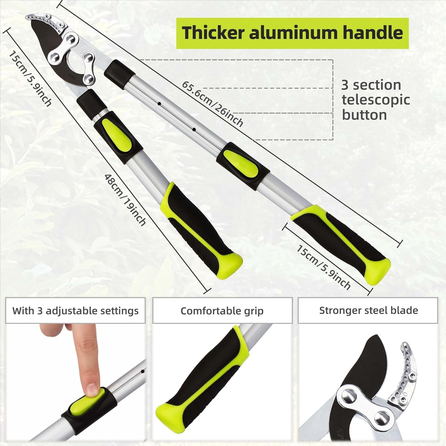 Loppers for Tree Trimming Heavy Duty, Extendable 21-26" Branch Cutter
