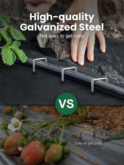 Landscape Staples 6 Inch, 500 Pack 11 Gauge Ground Stakes, Galvanized Steel Garden Spikes Bulk Pack for Large Areas, Secures Turf, Holds Irrigation Tubing
