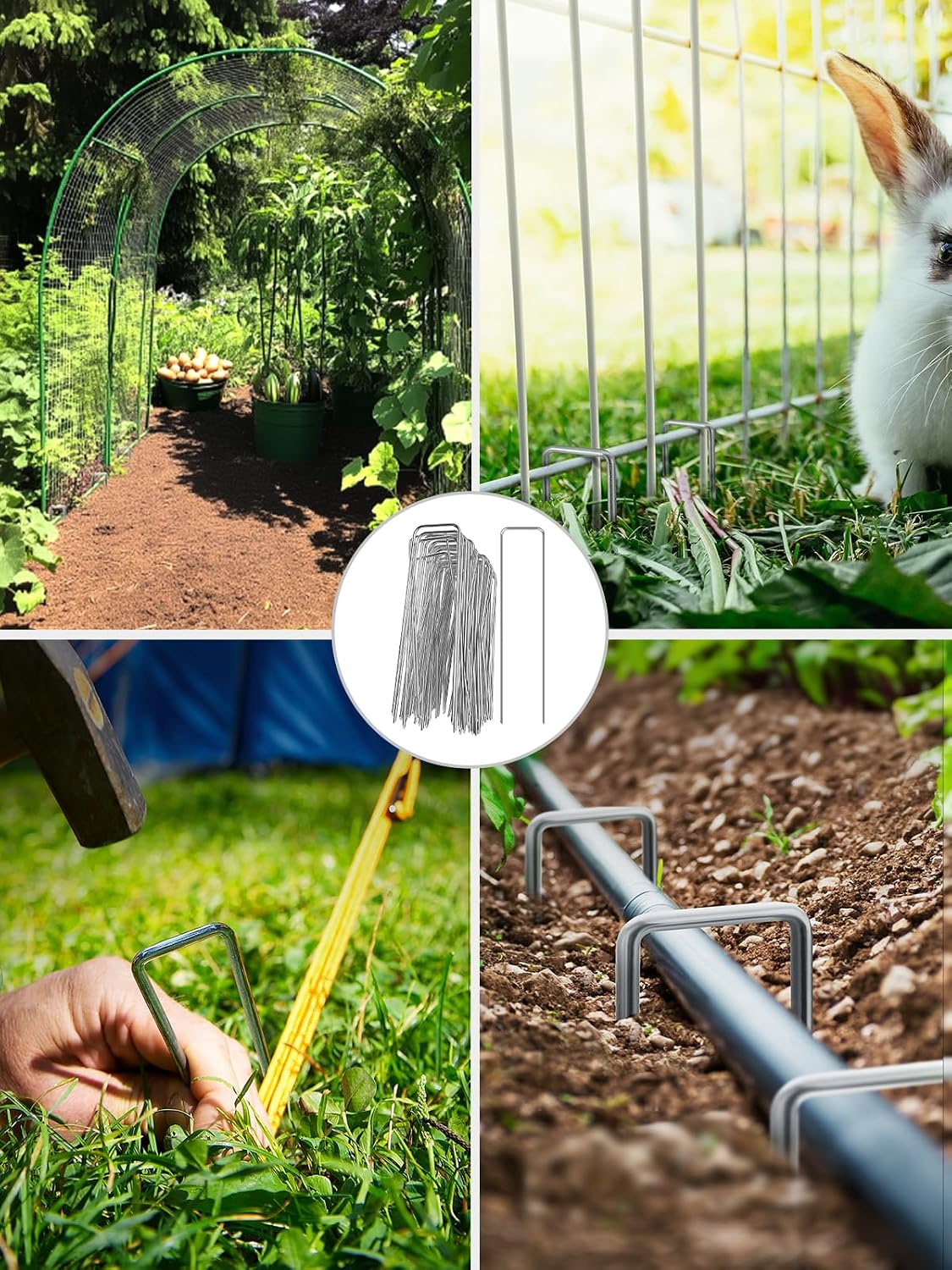 Landscape Staples 6 Inch, 500 Pack 11 Gauge Ground Stakes, Galvanized Steel Garden Spikes Bulk Pack for Large Areas, Secures Turf, Holds Irrigation Tubing