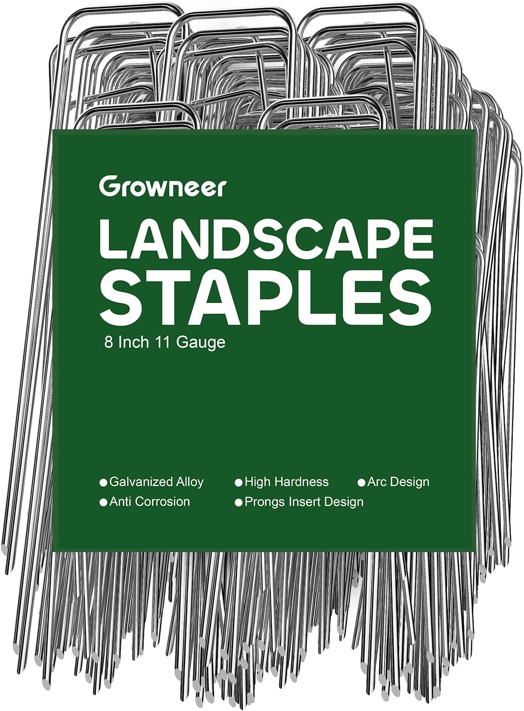Landscape Staples 6 Inch, 500 Pack 11 Gauge Ground Stakes, Galvanized Steel Garden Spikes Bulk Pack for Large Areas, Secures Turf, Holds Irrigation Tubing