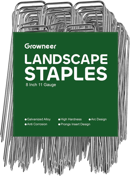 Landscape Staples 6 Inch, 500 Pack 11 Gauge Ground Stakes, Galvanized Steel Garden Spikes Bulk Pack for Large Areas, Secures Turf, Holds Irrigation Tubing