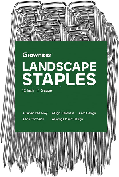 Landscape Staples 6 Inch, 500 Pack 11 Gauge Ground Stakes, Galvanized Steel Garden Spikes Bulk Pack for Large Areas, Secures Turf, Holds Irrigation Tubing